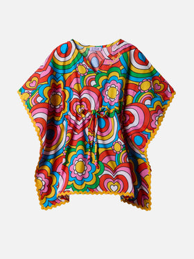 Poncho Kate con stampa multicolore