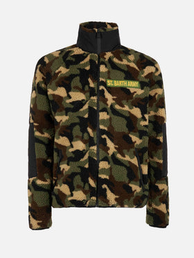 Camouflage Keystone sherpa jacket with St. Barth Army patch