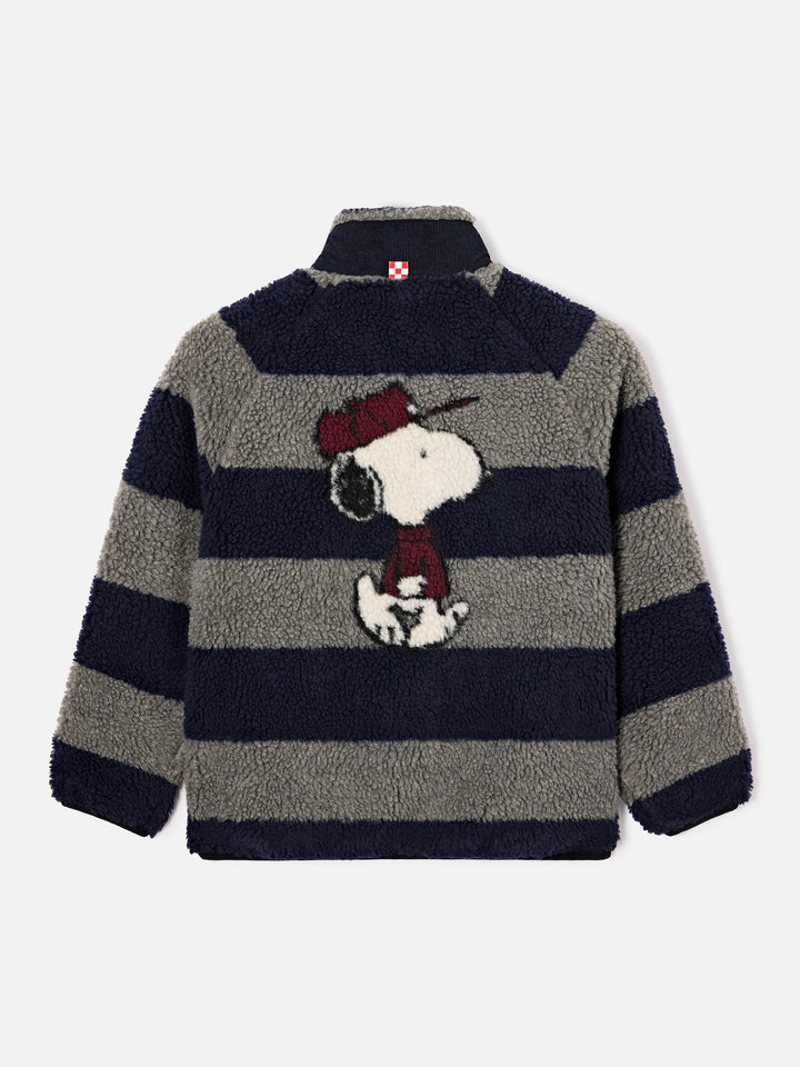 Chaqueta teddy Keystone gris con intarsia de Snoopy en la espalda | Special edition 