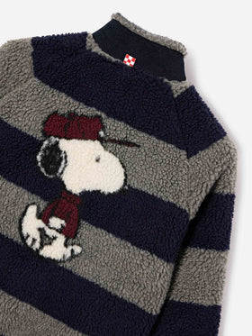 Giacca Keystone grigia in tessuto teddy con intarsio Snoopy sul retro | Special edition