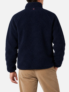 Blue Keystone sherpa jacket with check pockets