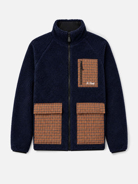 Blue Keystone sherpa jacket with check pockets
