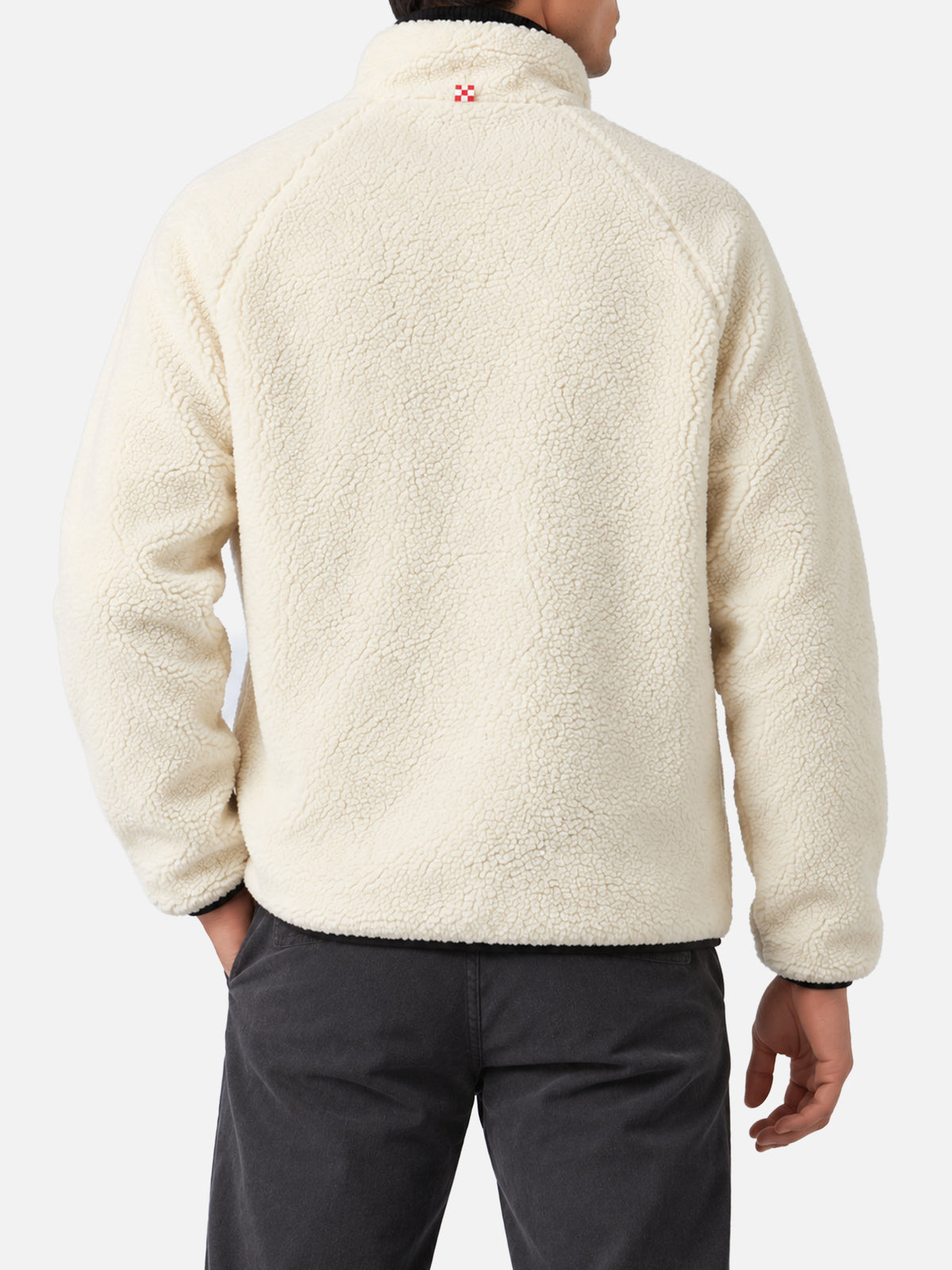 Veste Keystone blanche en sherpa avec poches plaquées pied-de-poule 