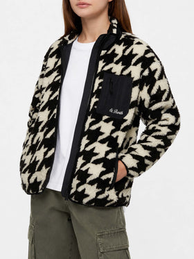 Teddy-Fleece-Jacke Keystone mit Pied-de-Poule-Print 