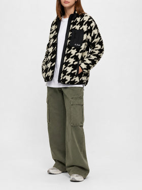 Teddy-Fleece-Jacke Keystone mit Pied-de-Poule-Print 