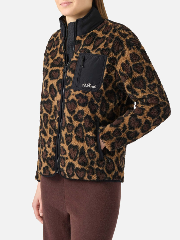 Teddyfleecejacke Keystone mit Leopardenprint