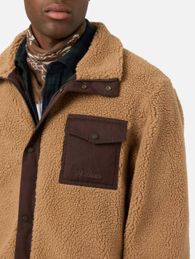 Beige Keystone teddy jacket with zip closure
