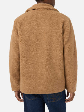 Beige Keystone teddy jacket with zip closure