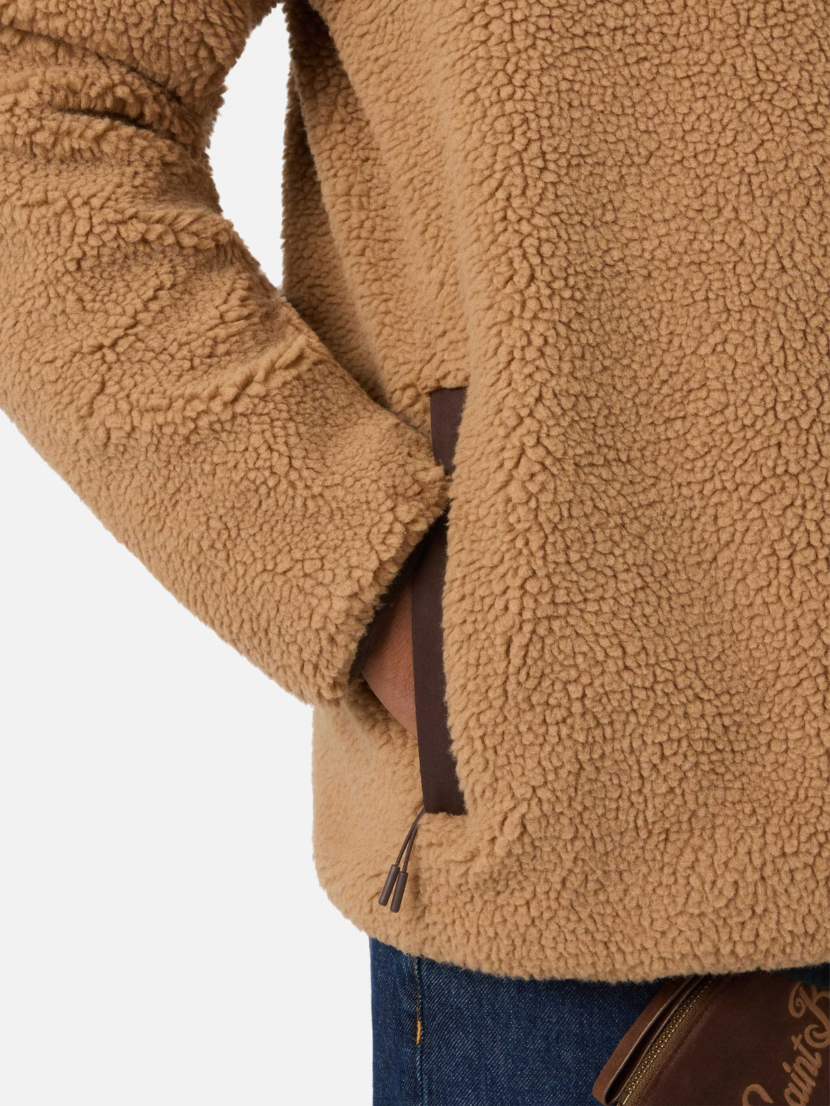 Beige Keystone teddy jacket with zip closure