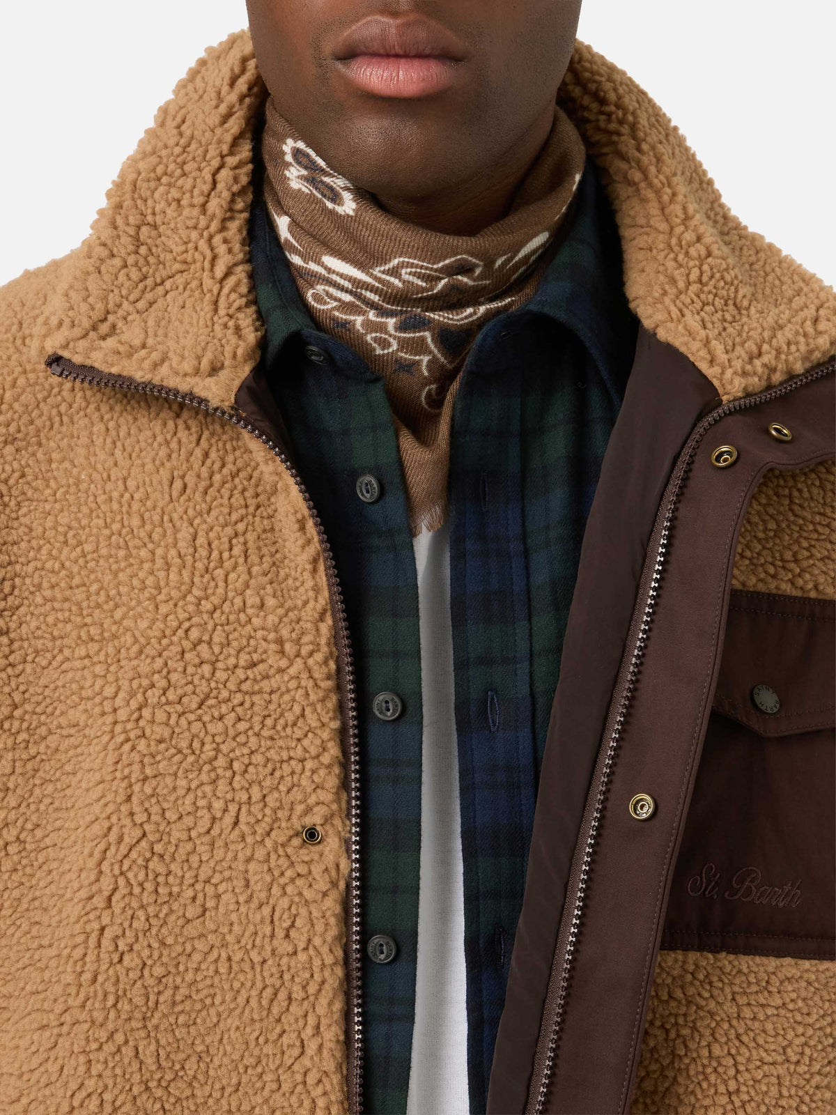 Beige Keystone teddy jacket with zip closure