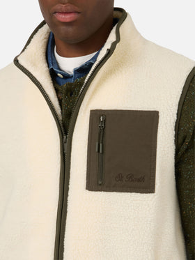 Off white Keystone teddy vest with zip closure