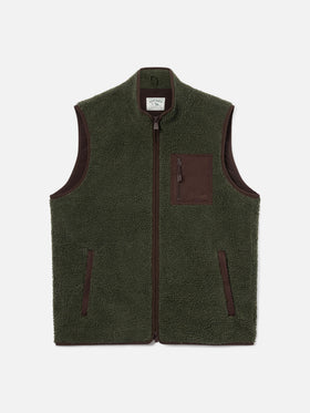 Military green Keystone teddy vest with zip closure