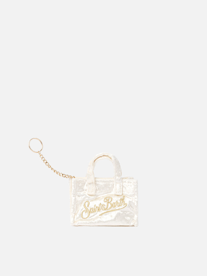 White chenille fabric Key Holder with logo embroidery - MC2 Saint Barth