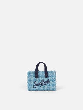 Light blue tweed fabric Key Holder with logo embroidery - MC2 Saint Barth