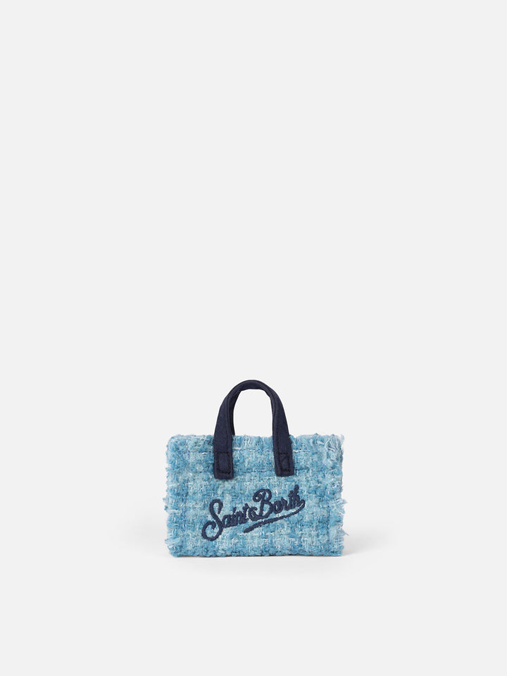 Light blue tweed fabric Key Holder with logo embroidery - MC2 Saint Barth