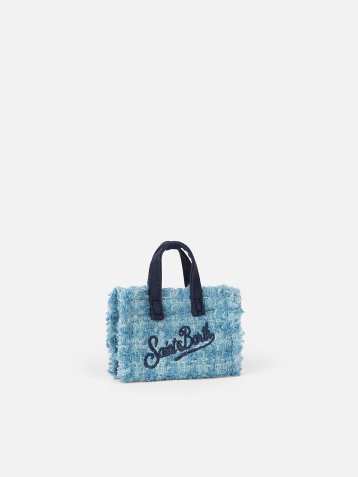 Light blue tweed fabric Key Holder with logo embroidery - MC2 Saint Barth
