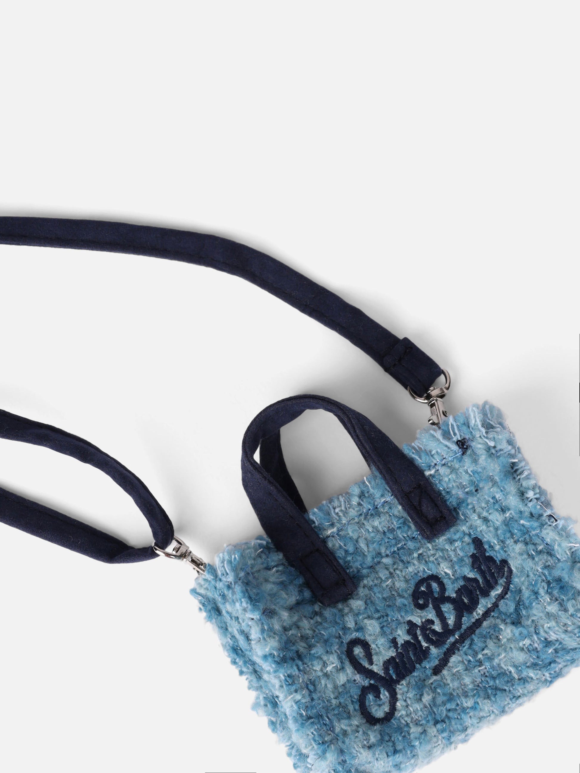 Light blue tweed fabric Key Holder with logo embroidery - MC2 Saint Barth