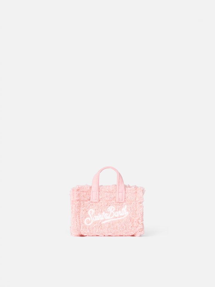 Pink tweed fabric Key Holder with logo embroidery - MC2 Saint Barth
