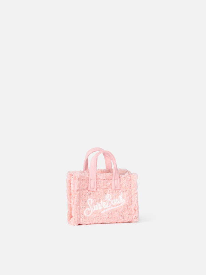 Pink tweed fabric Key Holder with logo embroidery - MC2 Saint Barth