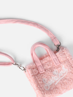 Pink tweed fabric Key Holder with logo embroidery - MC2 Saint Barth