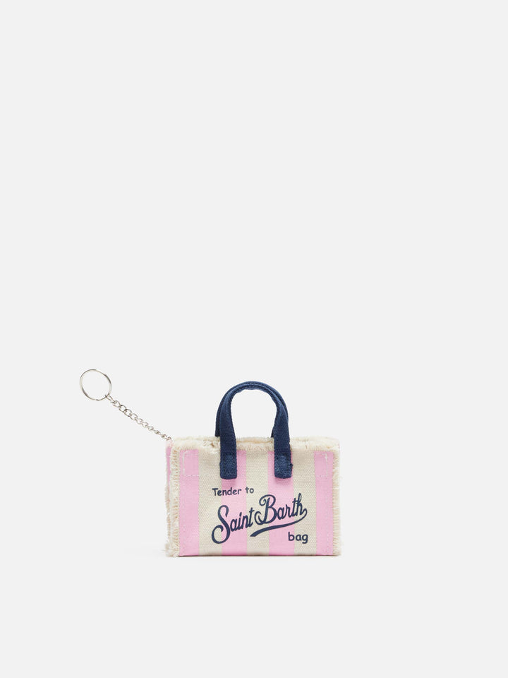 Pink striped cotton canvas Key Holder - MC2 Saint Barth