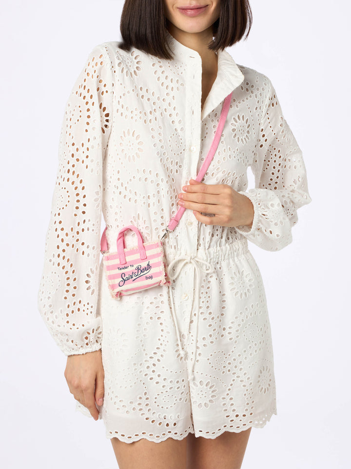 Pink striped cotton canvas Key Holder - MC2 Saint Barth