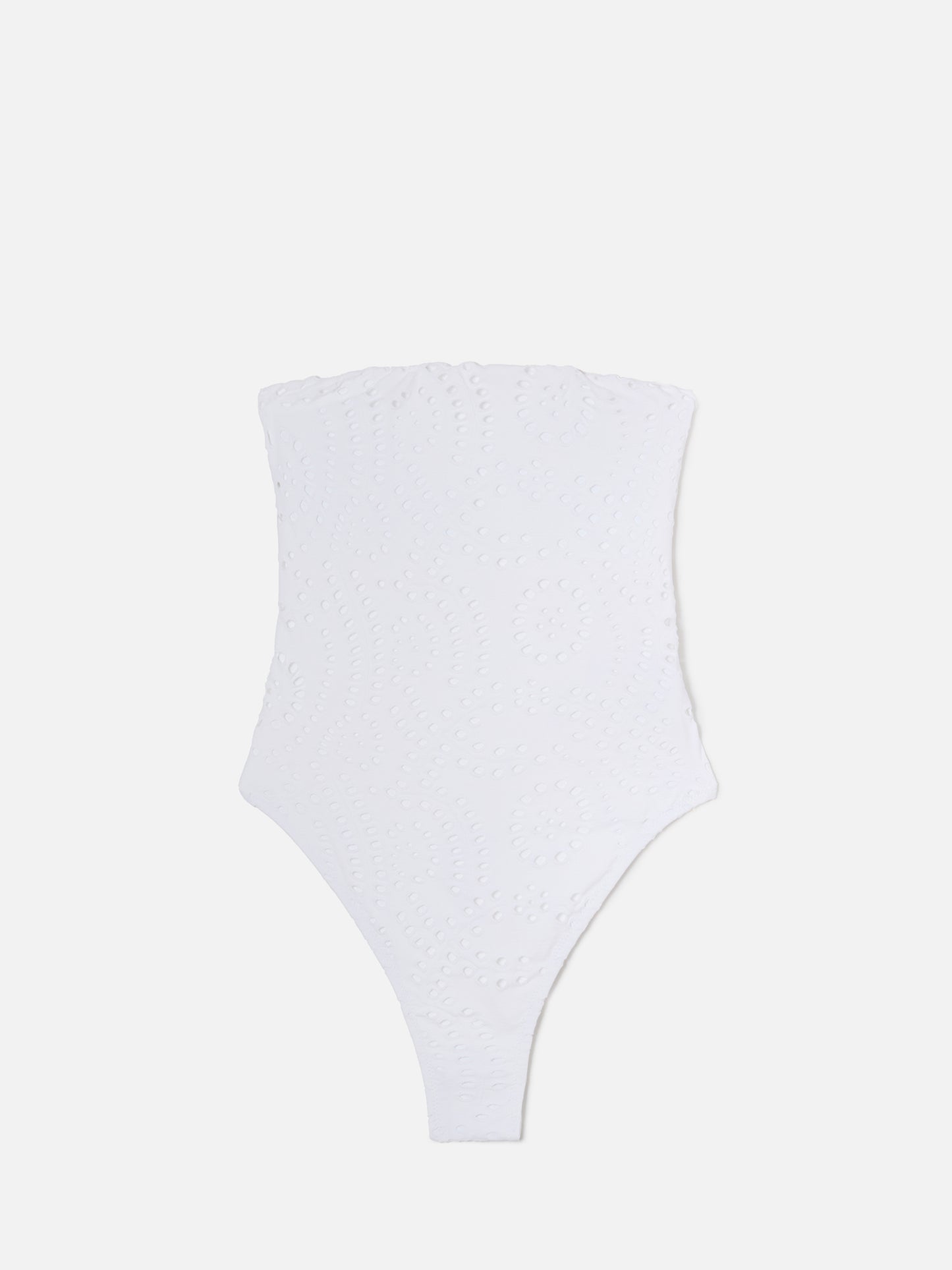 Maillot de bain une pièce bandeau Khyra en textile sangallo blanc 