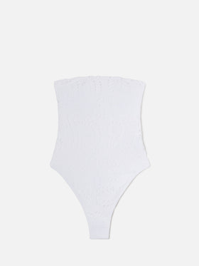 Maillot de bain une pièce bandeau Khyra en textile sangallo blanc 