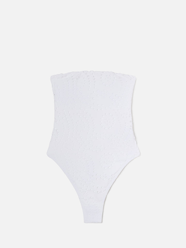 Costume intero Khyra in sangallo bianco a fascia