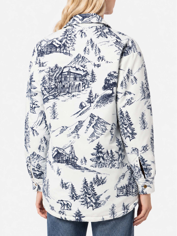 Veste matelassée légère Kimmy avec imprimé toile de jouy bleu 