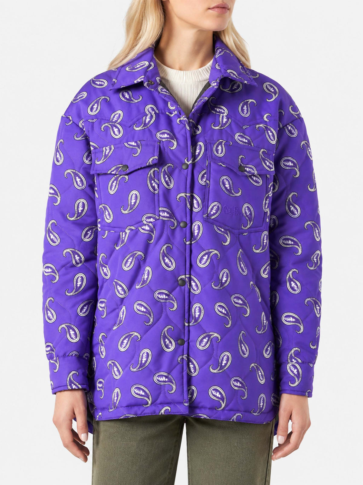 Giacca trapuntata Kimmy con stampa paisley viola