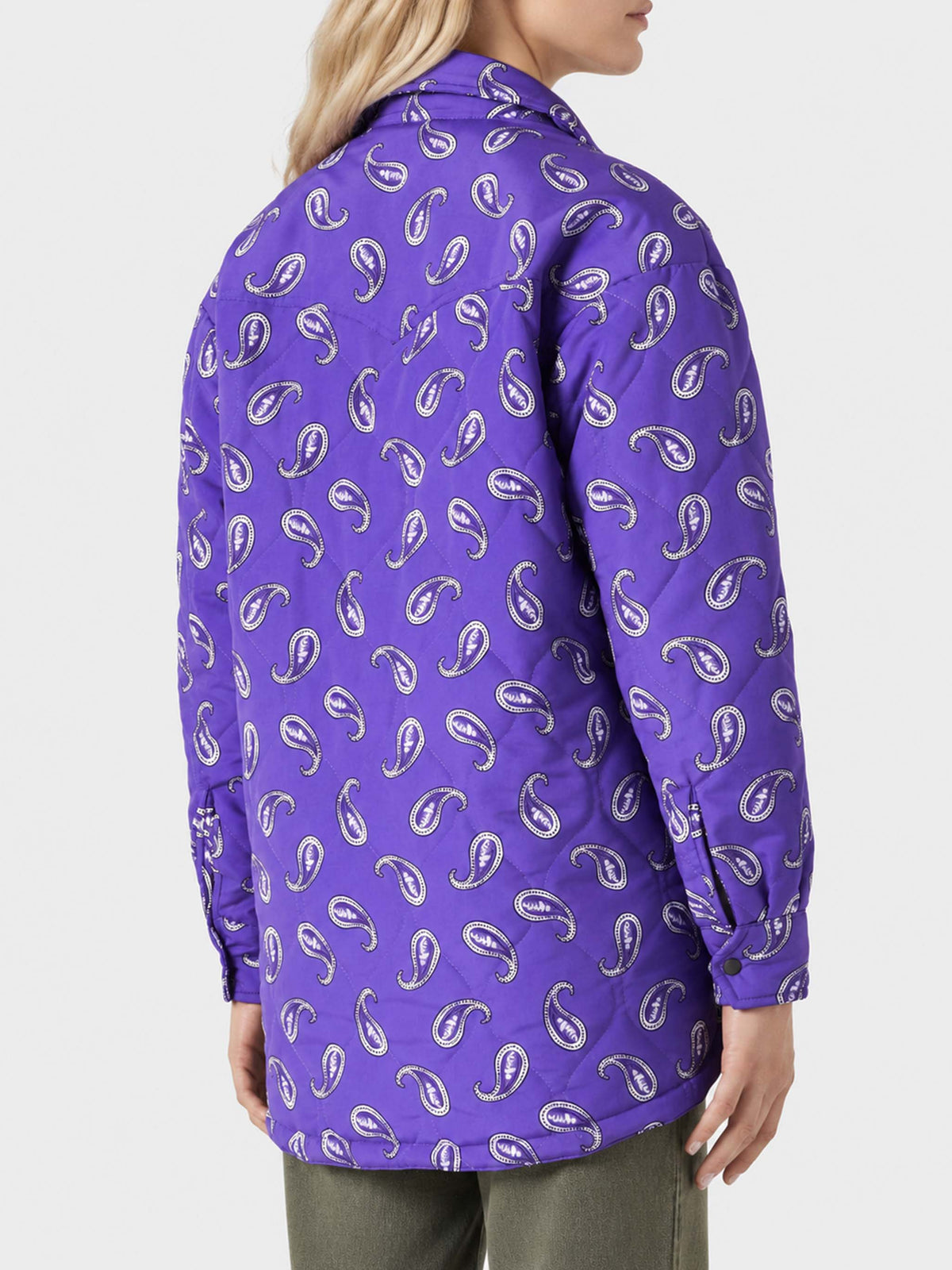 Giacca trapuntata Kimmy con stampa paisley viola