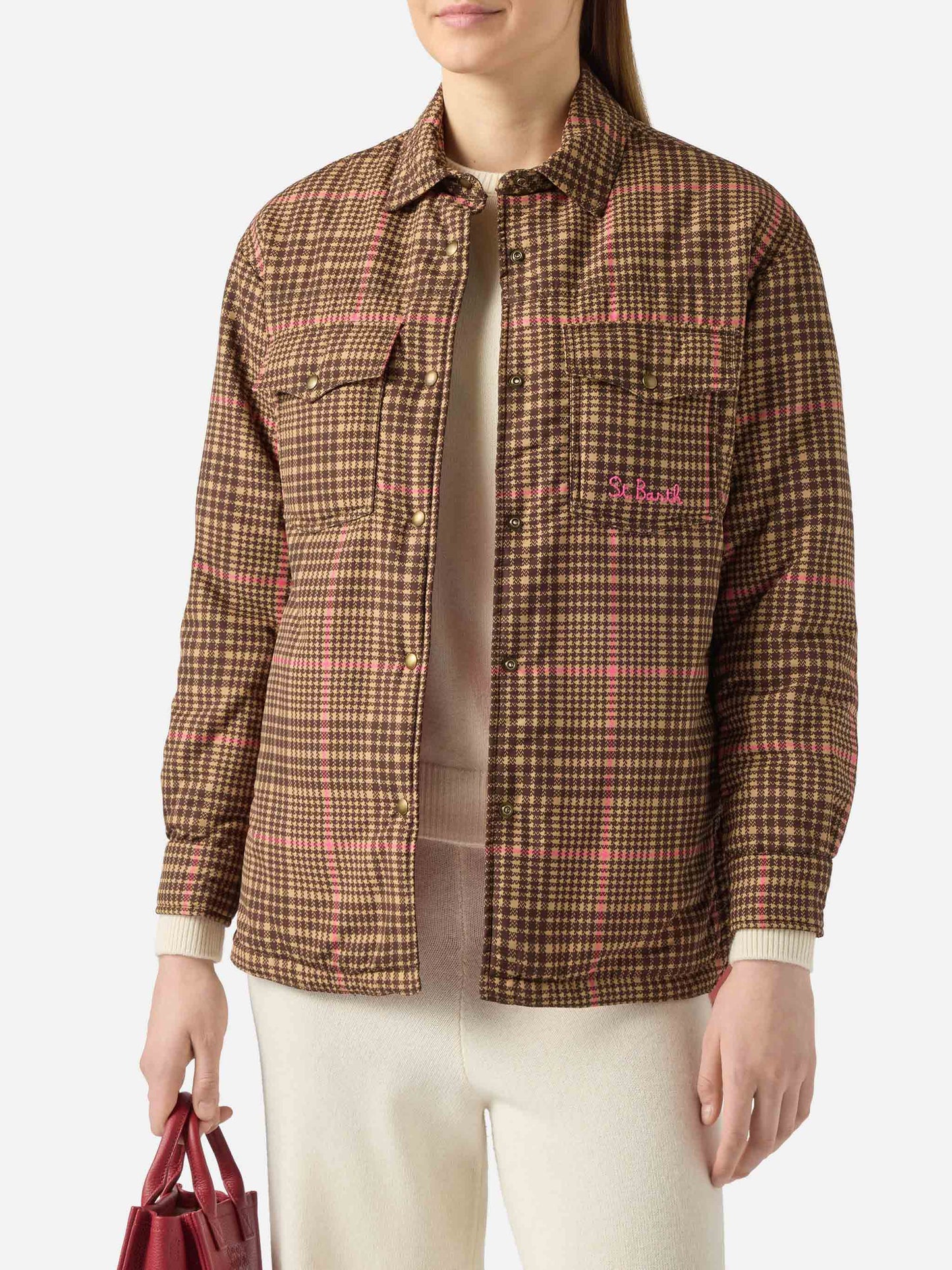 Gesteppte, wattierte, leichte Jacke Kimmy mit Hahnentritt-Muster