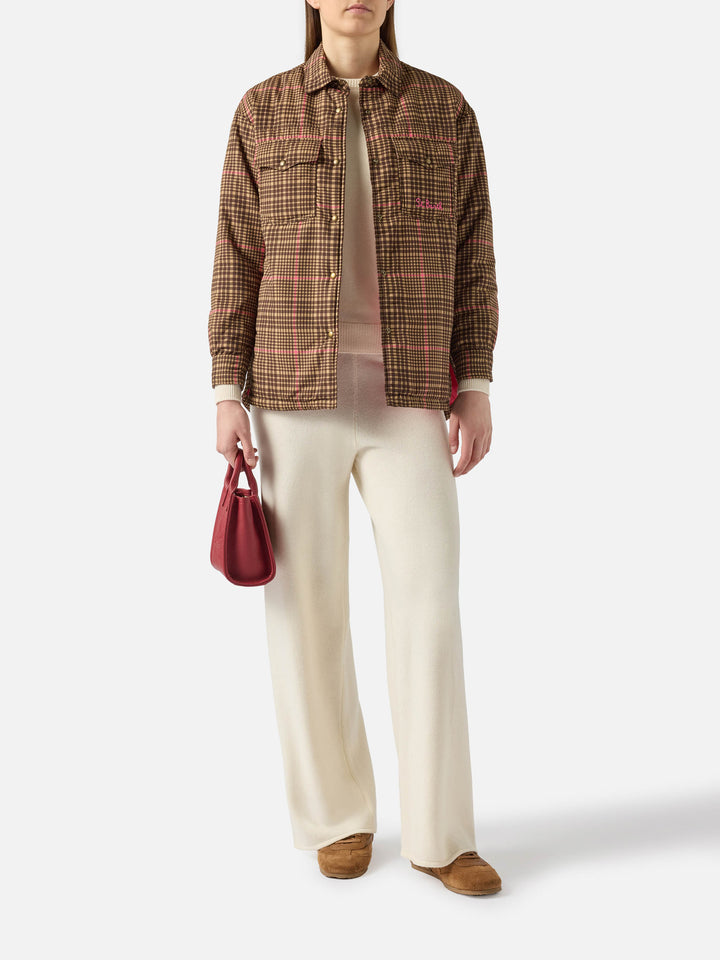 Quilted padded lightweight jacket Kimmy with pied de poule print