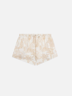 Kammy silk shorts with toile de Jouy print
