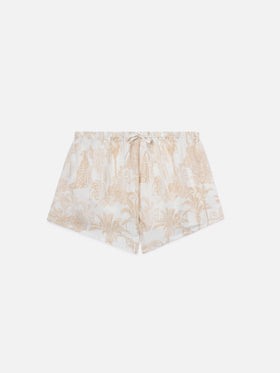 Pantalones cortos de seda Kammy con estampado toile de Jouy 
