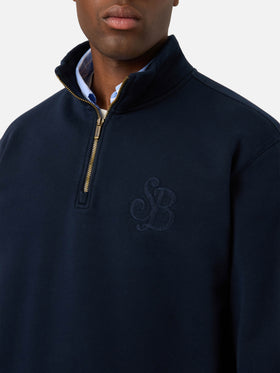 Sweat-shirt en coton Kenneth Navy blue avec monogramme SB Legacy 