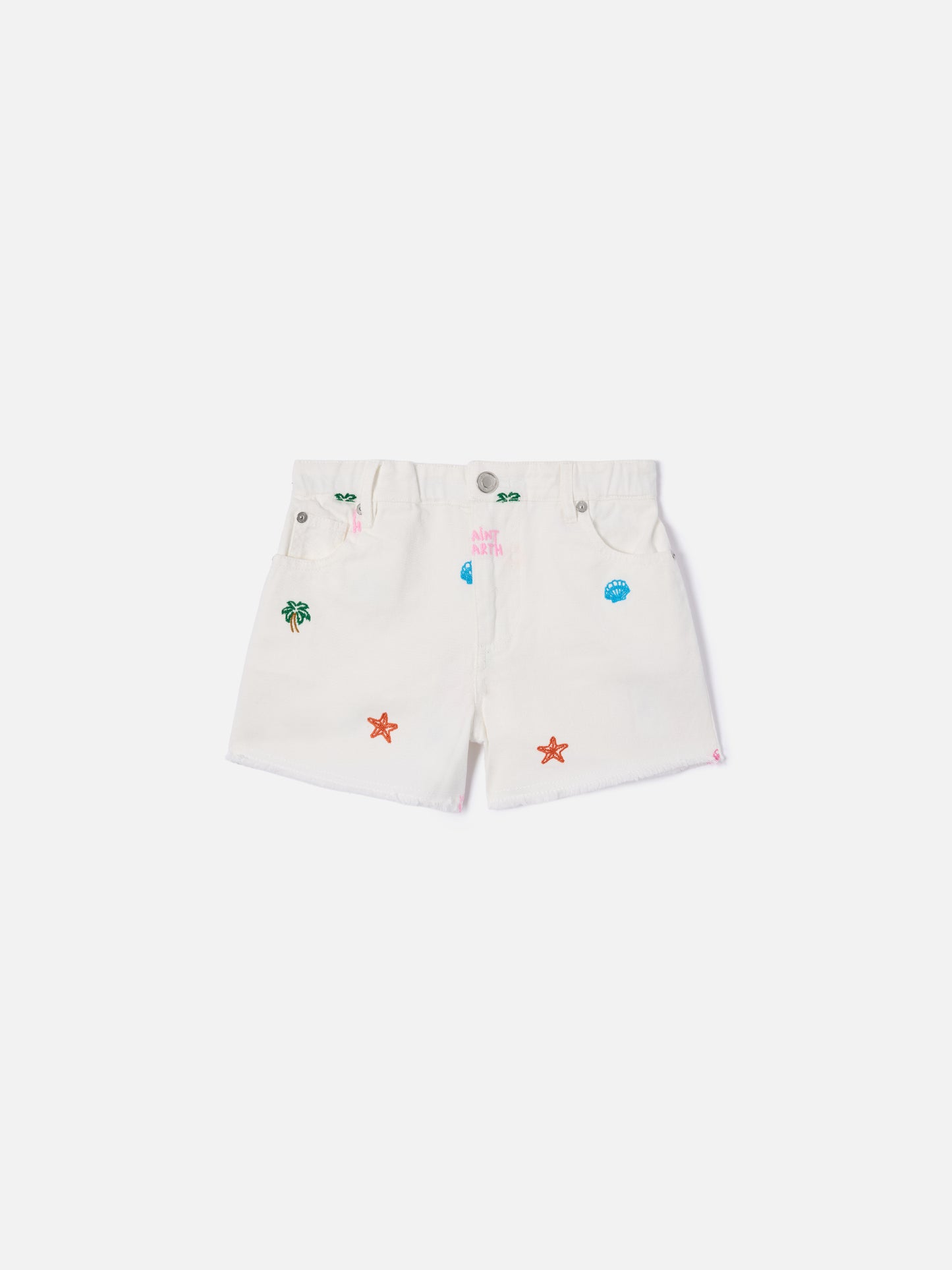 Short Kiko Jr in denim con ricami multicolor