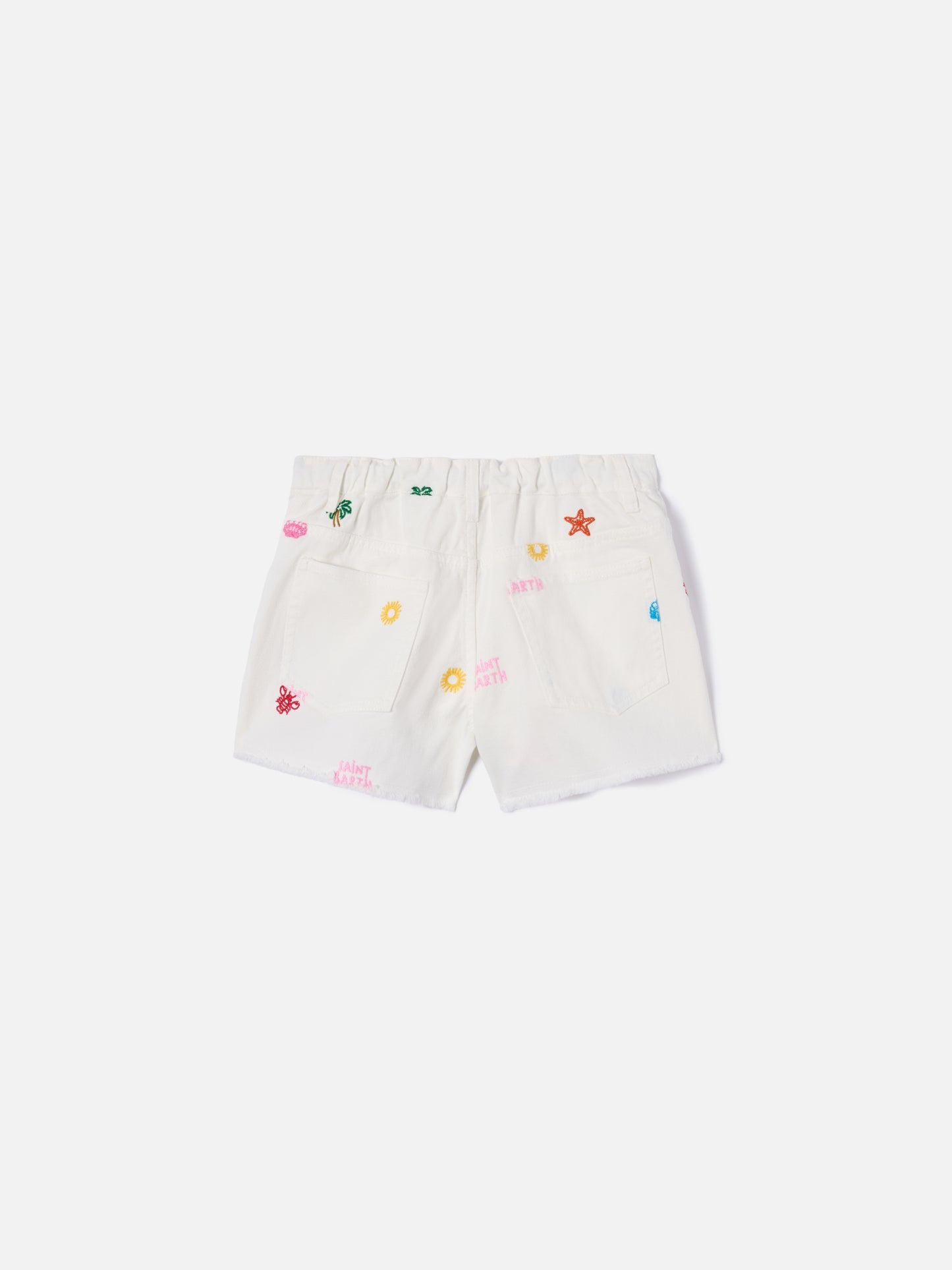 Short Kiko Jr in denim con ricami multicolor