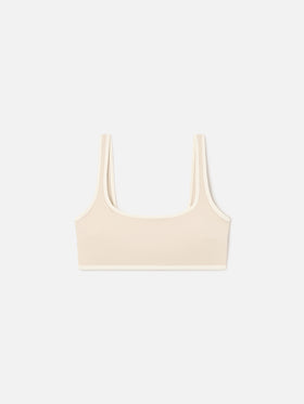 Beige Kassie fitness top with contrasting trim
