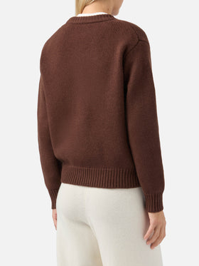 Maglione Kyla in lana marrone con jacquard Spritz