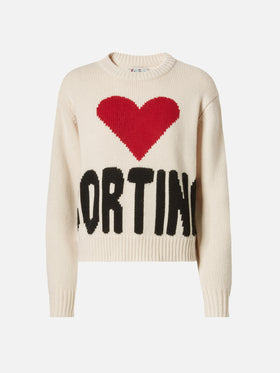 Maglione Kyla in lana bianco con jacquard Cortina