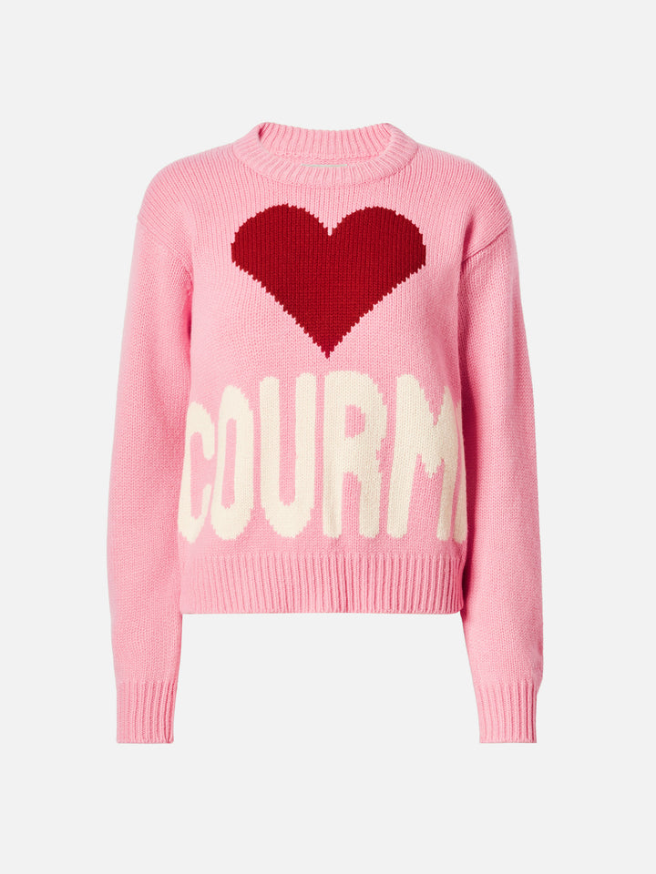 Maglione Kyla in lana rosa con jacquard Courma
