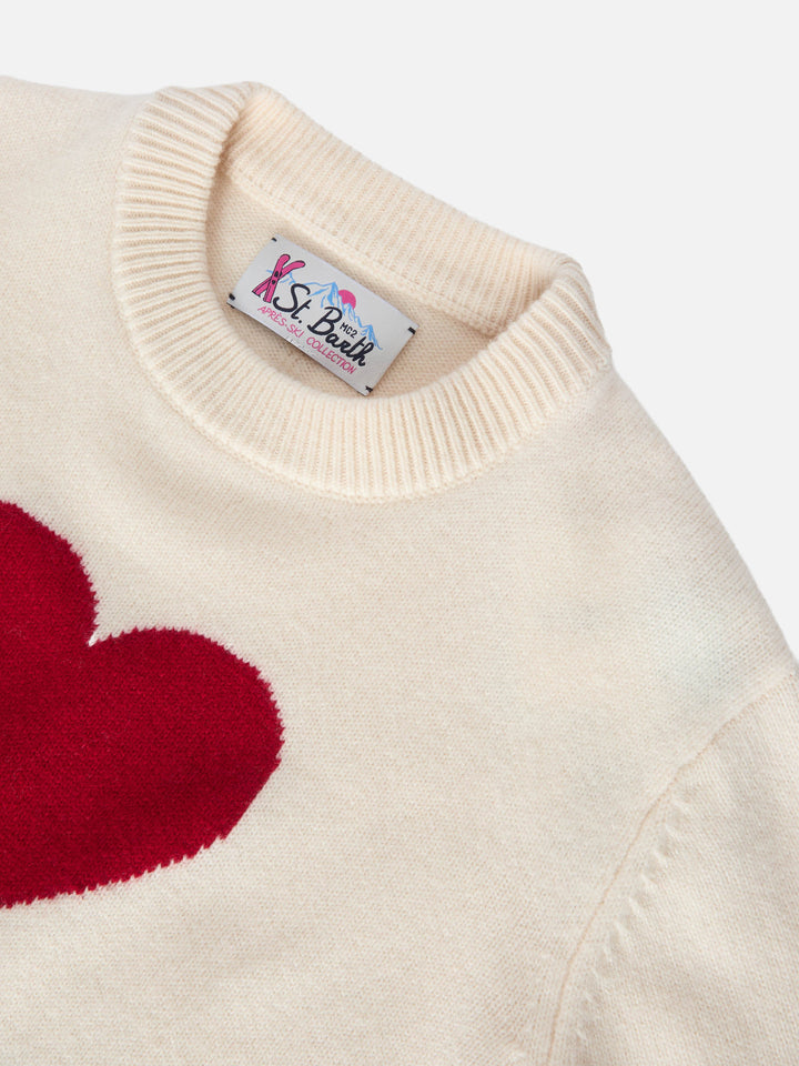 Kyla Jr wool sweater with St. Barth heart jacquard