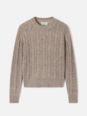 Pull ras du cou Greige Lalia en mélange de laine Donegal 