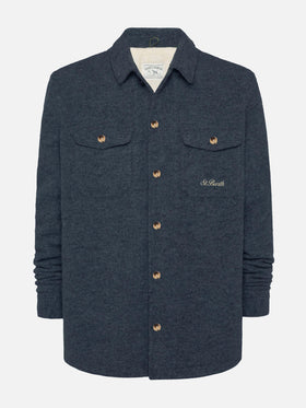Camicia over Landeck in misto lana blu navy