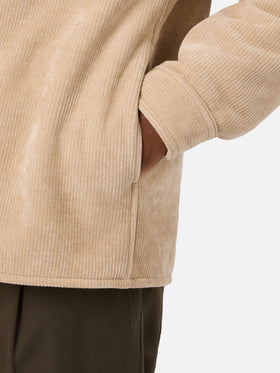 Beigefarbenes Landeck Cord-Overshirt mit Teddyfutter 
