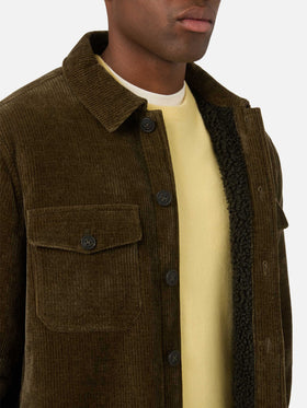 Sobrecamisa de pana Landeck verde militar con forro teddy 