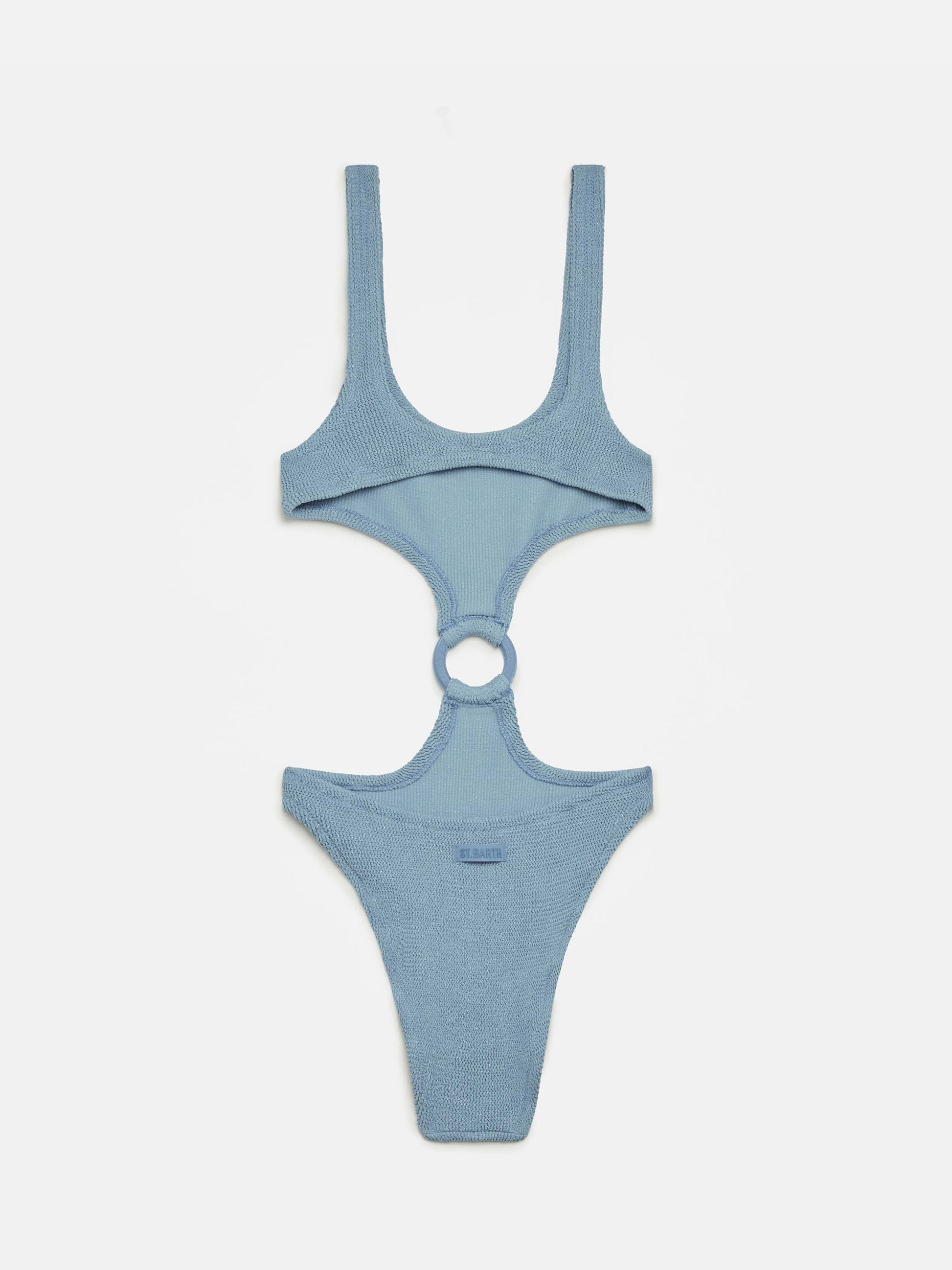 Laurel crinkle lurex silver cut-out one-piece swimsuit - MC2 Saint Barth