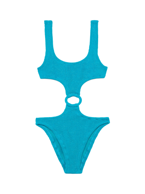 Laurel crinkle teal cut-out one-piece swimsuit - MC2 Saint Barth